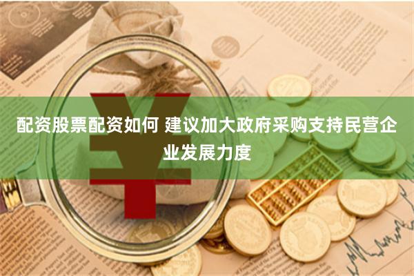 配资股票配资如何 建议加大政府采购支持民营企业发展力度
