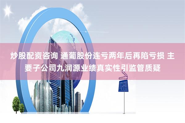 炒股配资咨询 通葡股份连亏两年后再陷亏损 主要子公司九润源业绩真实性引监管质疑